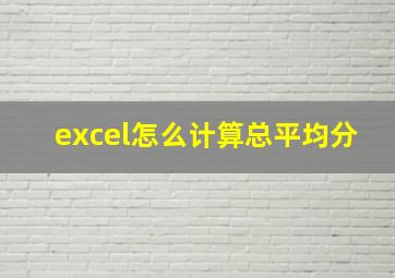 excel怎么计算总平均分