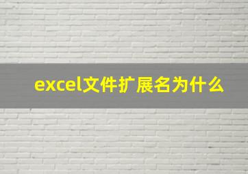 excel文件扩展名为什么