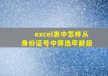 excel表中怎样从身份证号中筛选年龄段