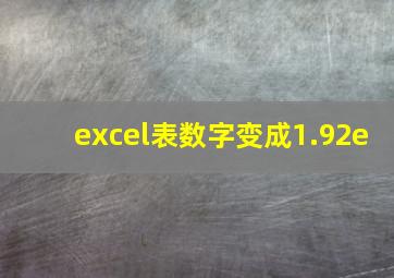 excel表数字变成1.92e