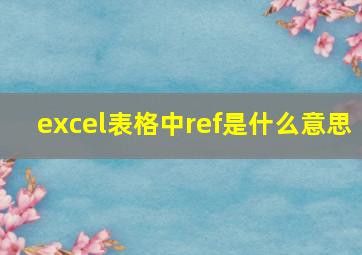 excel表格中ref是什么意思