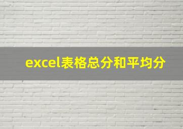 excel表格总分和平均分