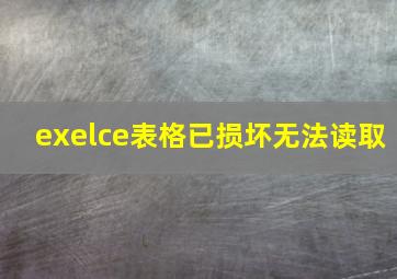 exelce表格已损坏无法读取