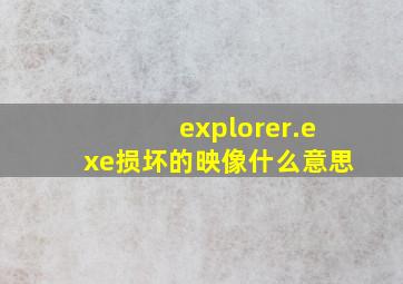 explorer.exe损坏的映像什么意思