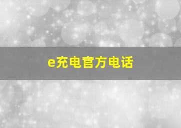 e充电官方电话