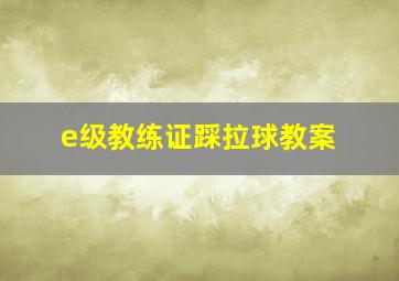 e级教练证踩拉球教案