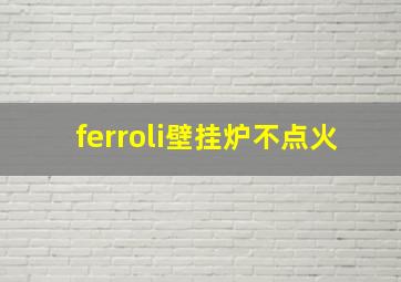 ferroli壁挂炉不点火