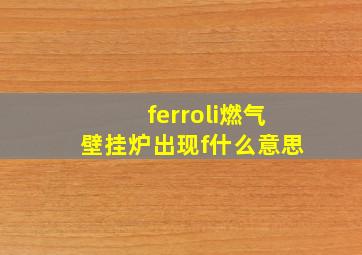 ferroli燃气壁挂炉出现f什么意思