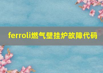 ferroli燃气壁挂炉故障代码