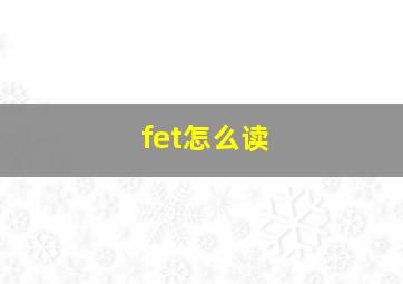 fet怎么读