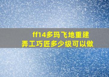 ff14多玛飞地重建弄工巧匠多少级可以做