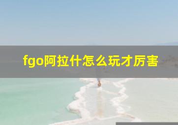 fgo阿拉什怎么玩才厉害