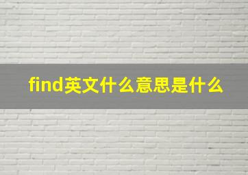 find英文什么意思是什么