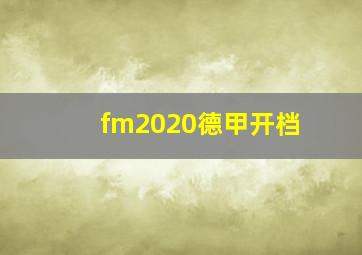 fm2020德甲开档