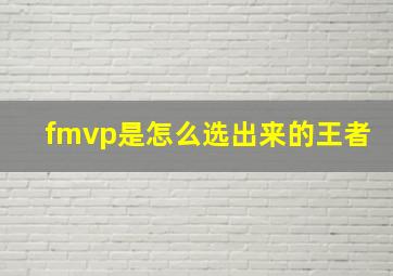 fmvp是怎么选出来的王者