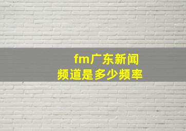 fm广东新闻频道是多少频率