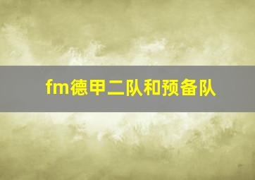 fm德甲二队和预备队