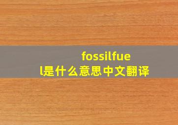 fossilfuel是什么意思中文翻译