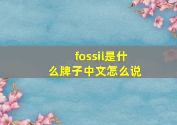 fossil是什么牌子中文怎么说