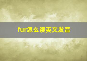 fur怎么读英文发音