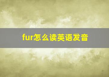 fur怎么读英语发音