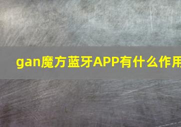 gan魔方蓝牙APP有什么作用