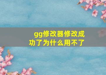 gg修改器修改成功了为什么用不了