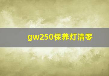 gw250保养灯清零