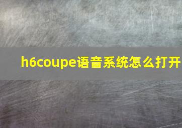 h6coupe语音系统怎么打开