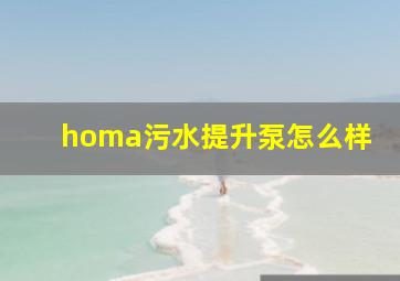 homa污水提升泵怎么样