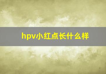 hpv小红点长什么样