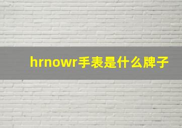 hrnowr手表是什么牌子