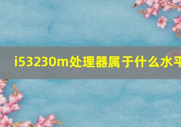 i53230m处理器属于什么水平