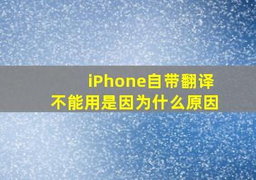 iPhone自带翻译不能用是因为什么原因