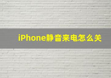 iPhone静音来电怎么关