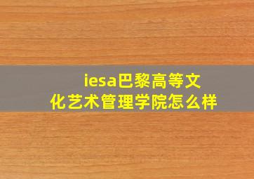 iesa巴黎高等文化艺术管理学院怎么样