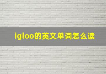 igloo的英文单词怎么读