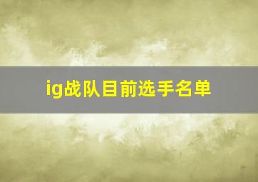 ig战队目前选手名单