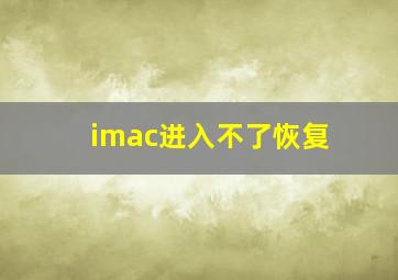 imac进入不了恢复