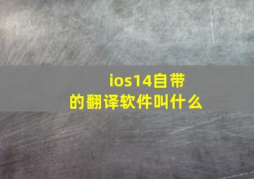 ios14自带的翻译软件叫什么