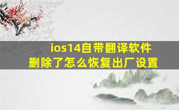 ios14自带翻译软件删除了怎么恢复出厂设置