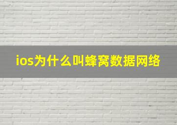 ios为什么叫蜂窝数据网络