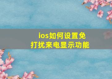 ios如何设置免打扰来电显示功能