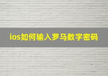 ios如何输入罗马数字密码