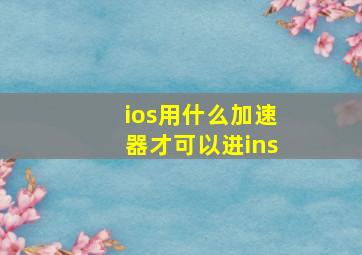 ios用什么加速器才可以进ins