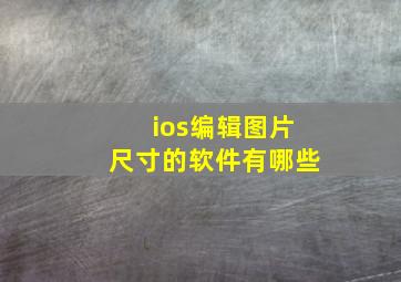 ios编辑图片尺寸的软件有哪些