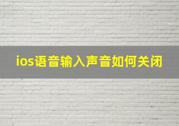 ios语音输入声音如何关闭