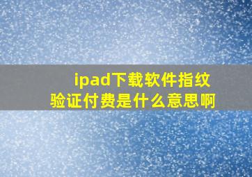 ipad下载软件指纹验证付费是什么意思啊