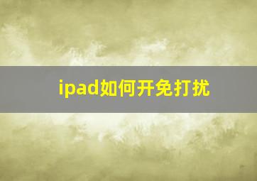 ipad如何开免打扰