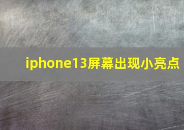 iphone13屏幕出现小亮点